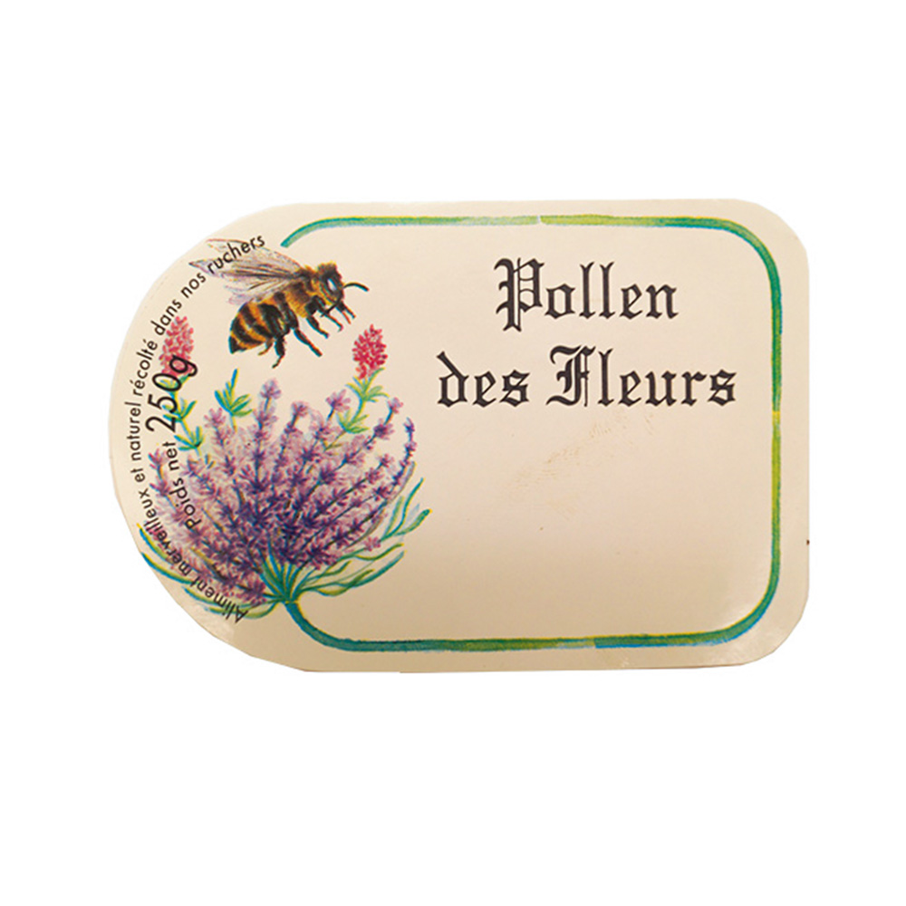100 étiquettes adhésives Fleurs/Abeilles "Pollen" 90x60mm 250g