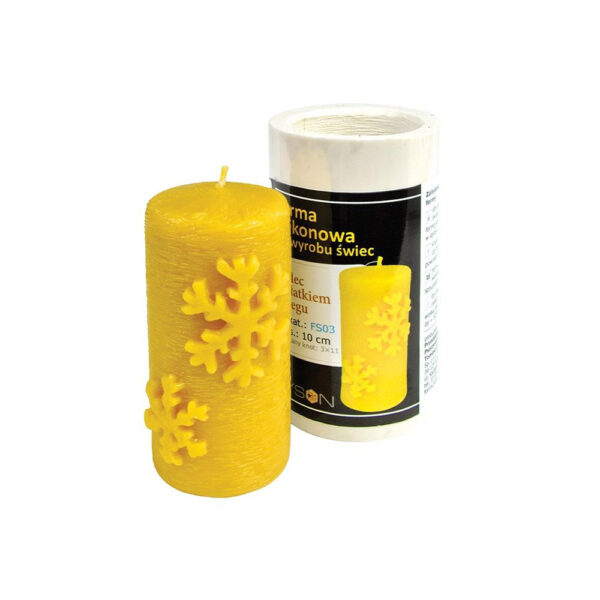 Moule en silicone pour bougie en forme de cylindre avec flocon de neige