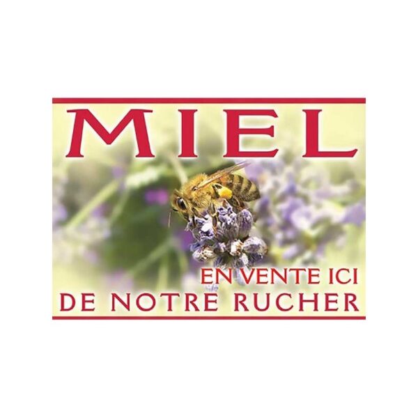 Panneau vente de miel - PVC - modèle abeille et lavande